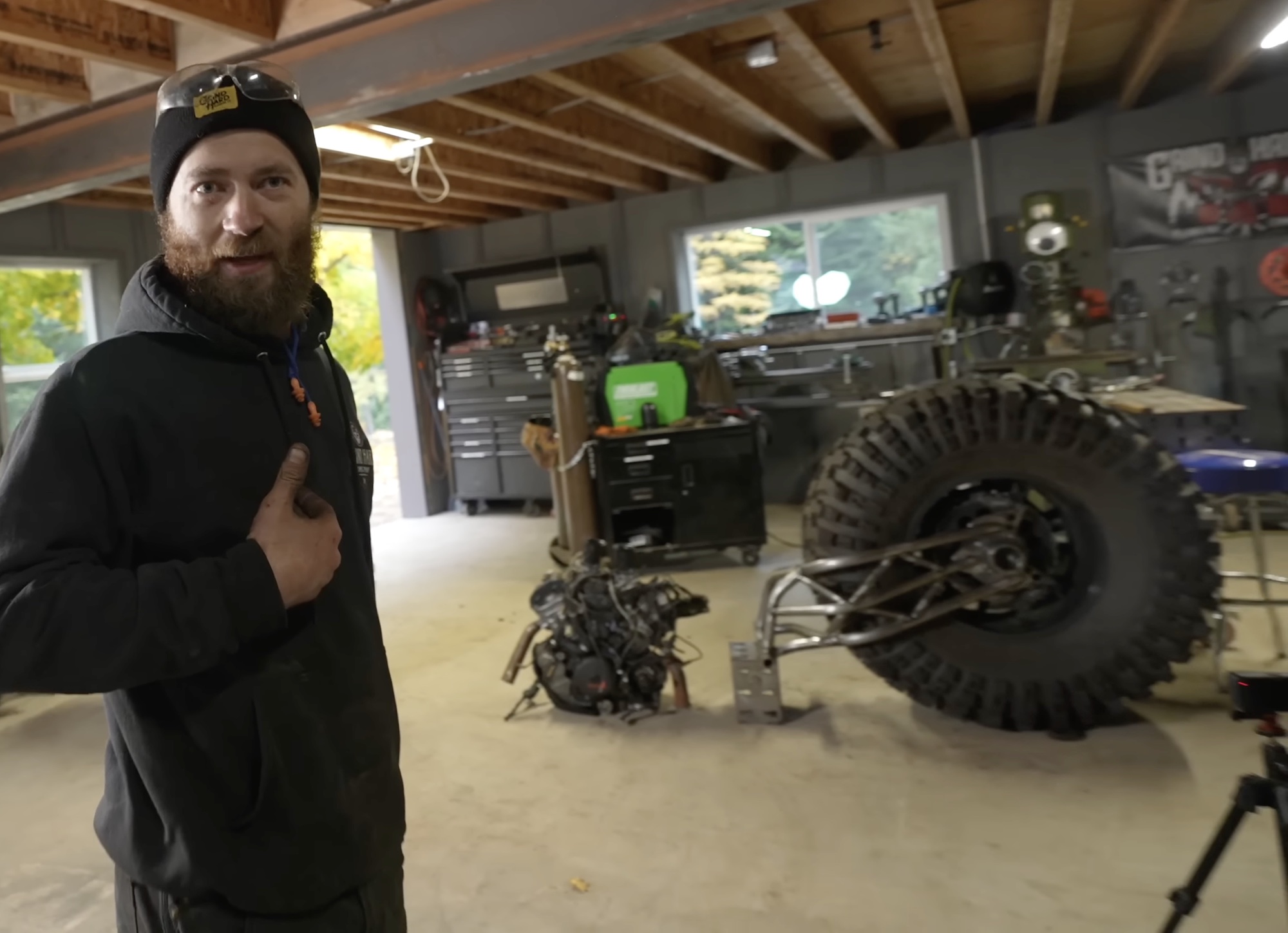 The Grind Hard Plumbing Company getting to work on a custom projecct they've lovingly coined "Monster Chopper" - fitting, considering the 46" rolling duties. Media provided by Youtube.