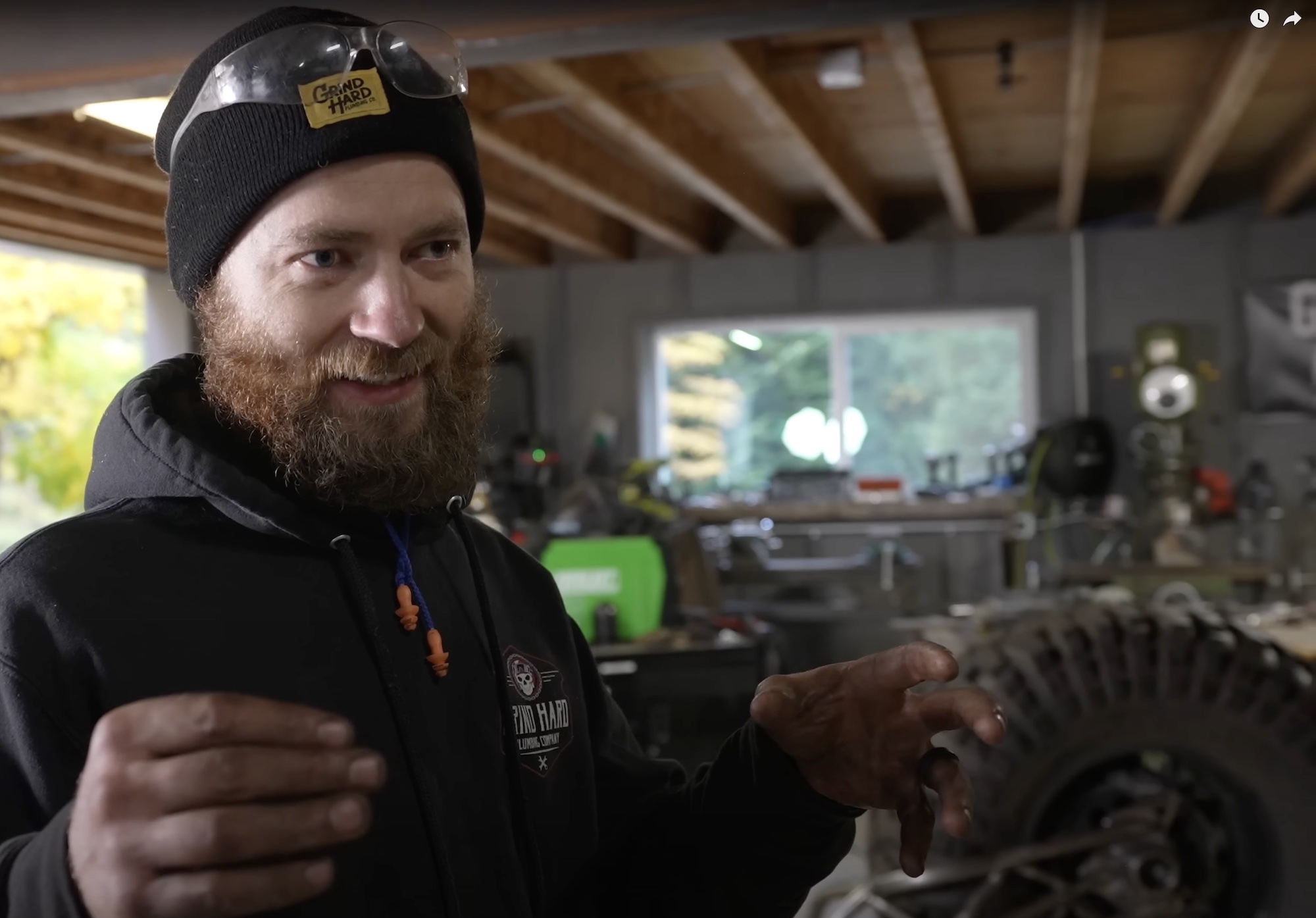 The Grind Hard Plumbing Company getting to work on a custom projecct they've lovingly coined "Monster Chopper" - fitting, considering the 46" rolling duties. Media provided by Youtube.