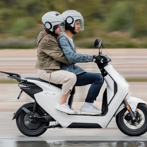 A view of the EM 1, Honda's first electric "motorcycle" featuring the brand's swappable battery system. Media provided by Honda.