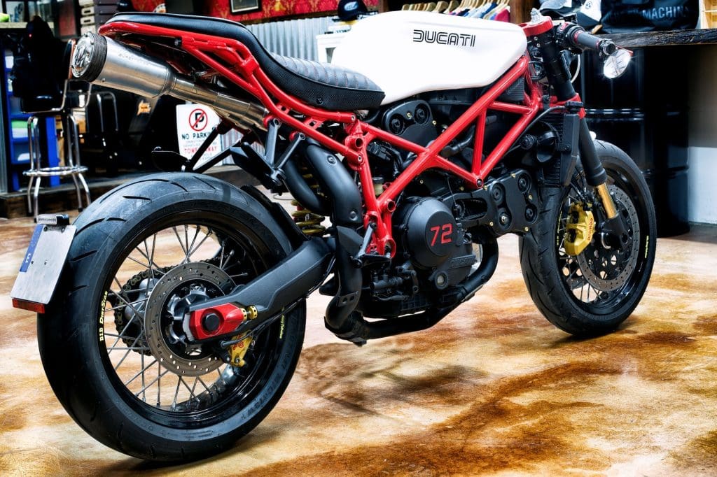 A view of a new custom build Lord Drake Kustoms performed on a 2003 Ducati 999. Media provided by Ducati.