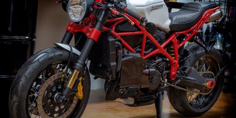 A view of a new custom build Lord Drake Kustoms performed on a 2003 Ducati 999. Media provided by Ducati.