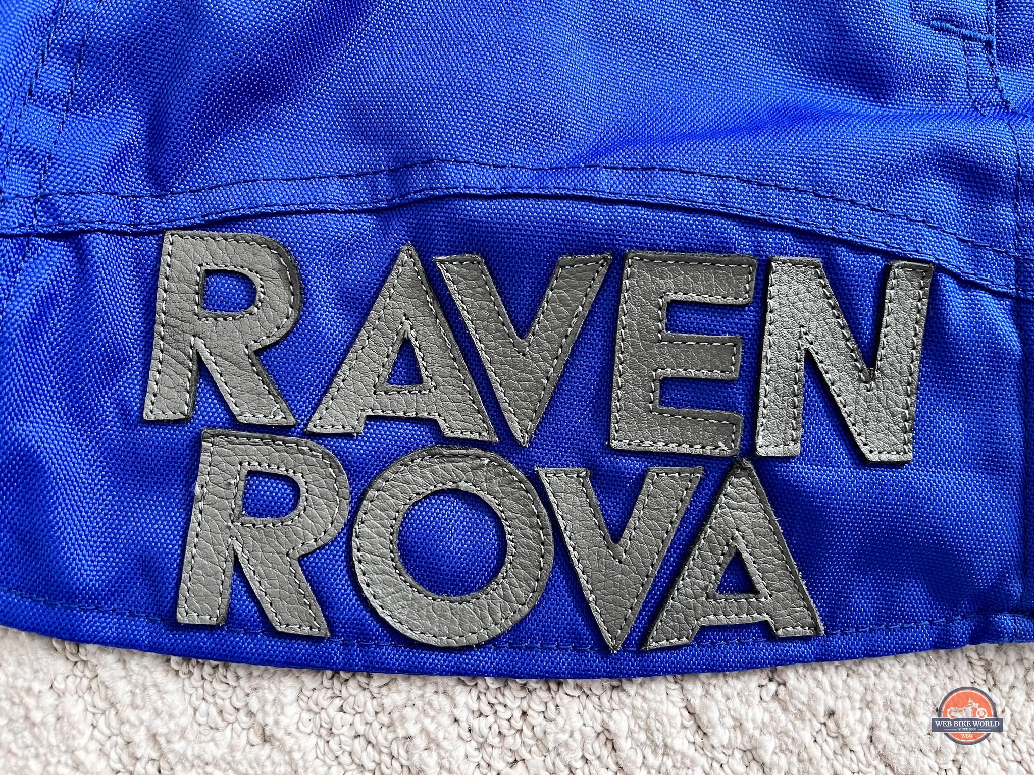 Closeup of the Raven Rova branding on the jacket