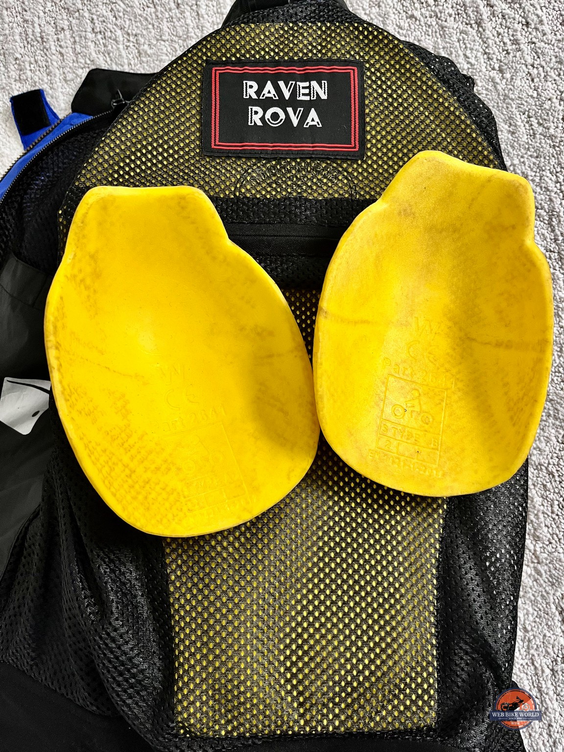 Shoulder protectors on Raven Rova Falcon Textile Jacket