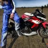 Rider wearing Raven Rova Falcon Textile Pants