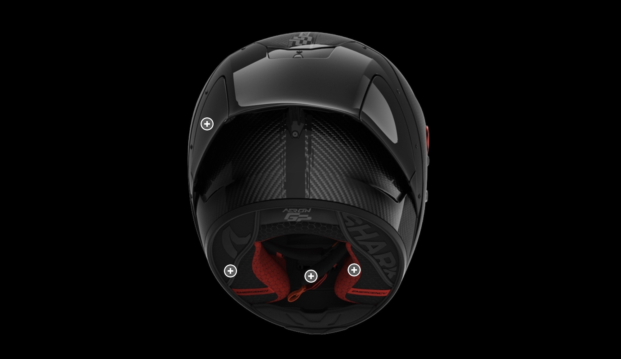 Back view of a motorcycle helmet.