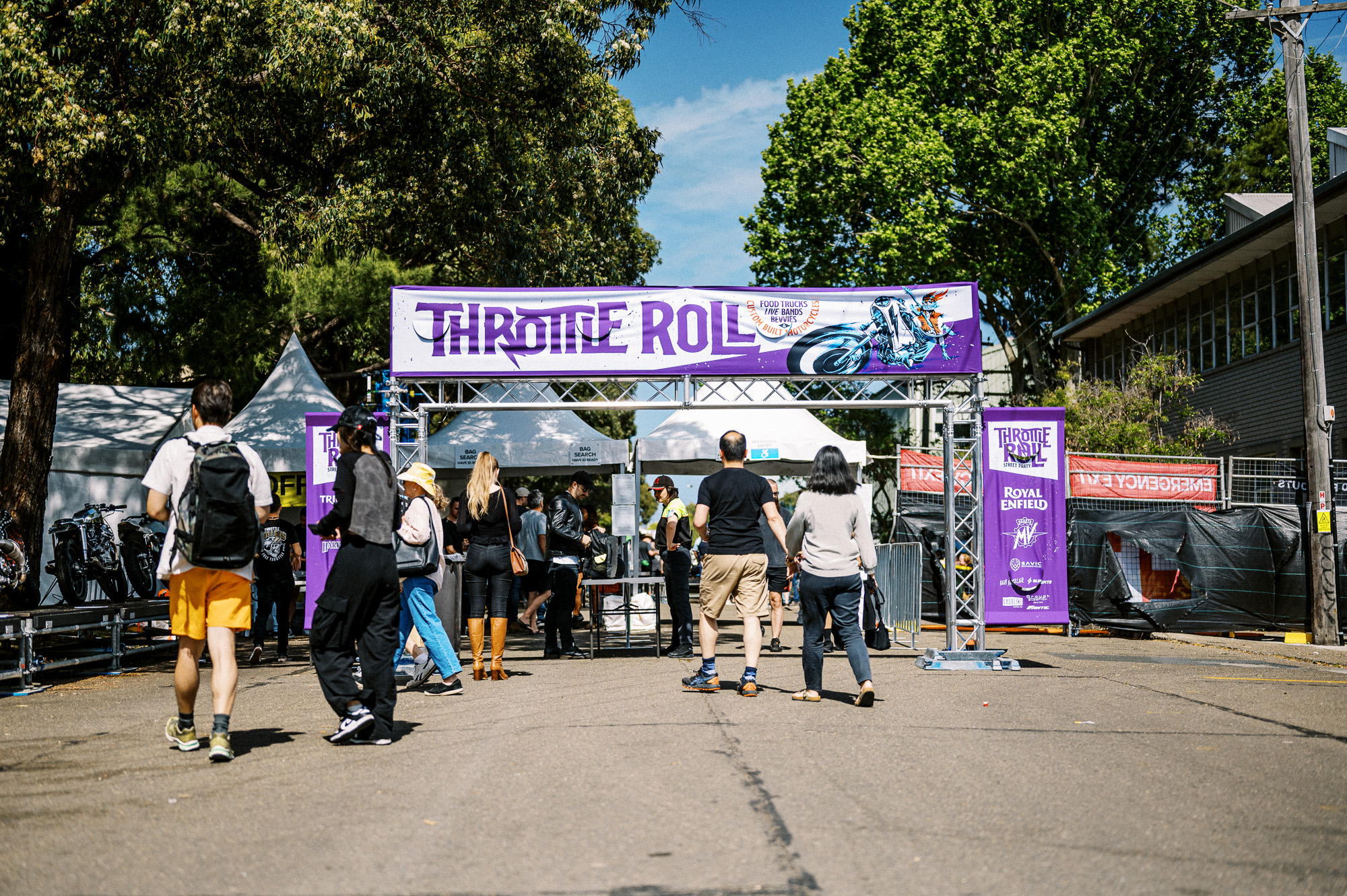 The front gates of Sydney's 2023 Throttle Roll custom motorcycle show.