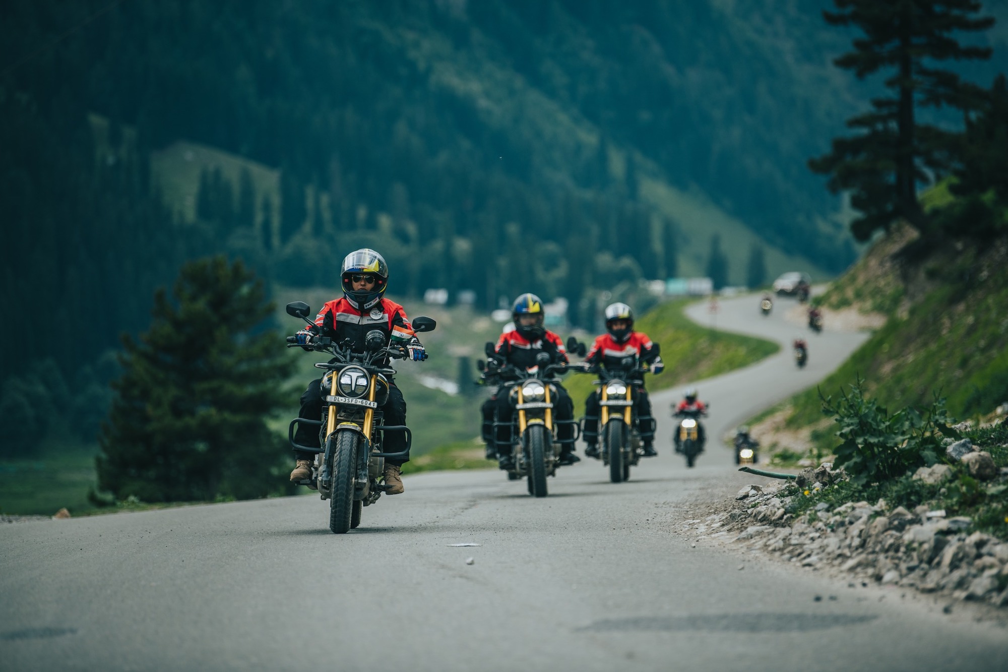 A series of riders enjoying the view on TVS motorcycles. Media provided by TVS.