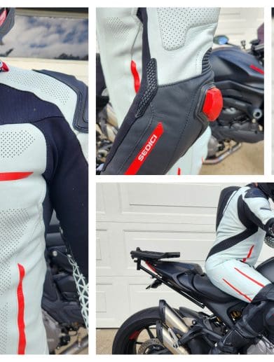 Collage of the Sedici Corsa 1 piece race suit