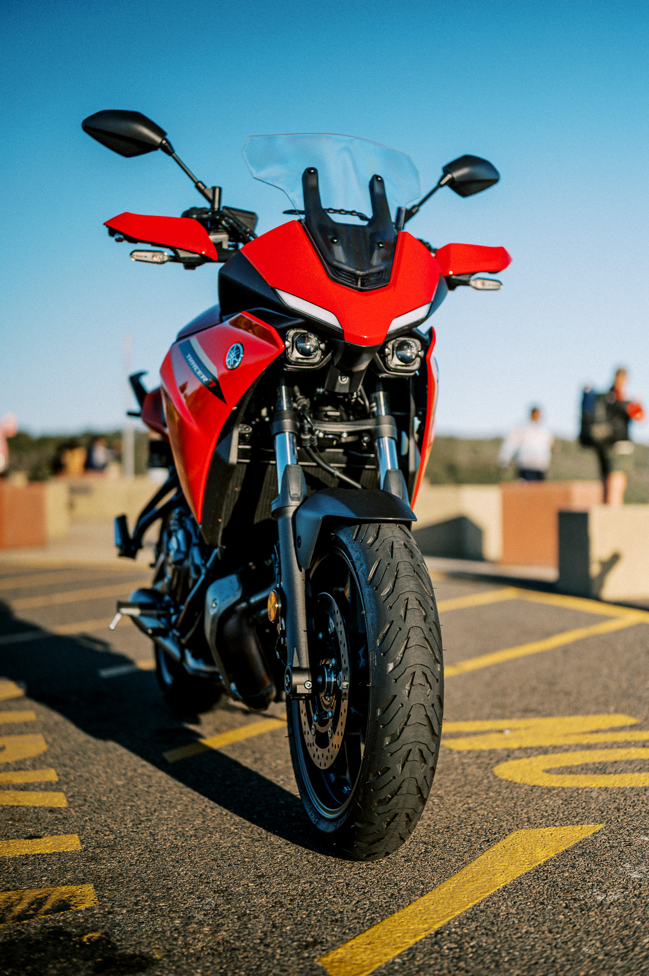 a detail shot of the 2023 Yamaha Tracer 7 Motorcycle