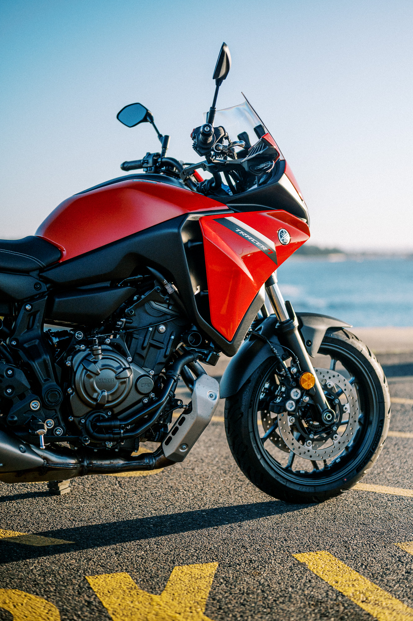 a detail shot of the 2023 Yamaha Tracer 7 Motorcycle