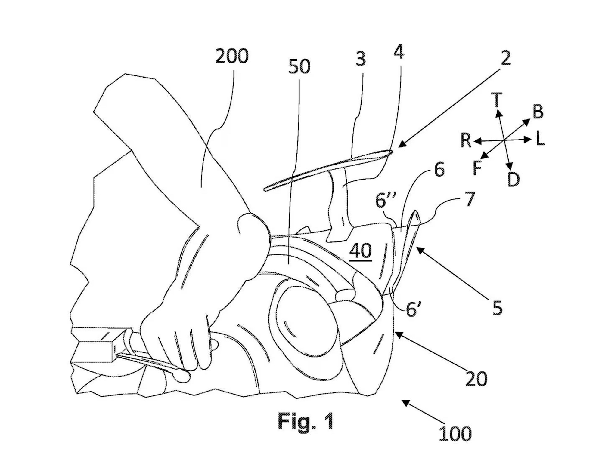 A patent image showing anatomy and uses of a rear spoiler on an Aprilia motorcycle.