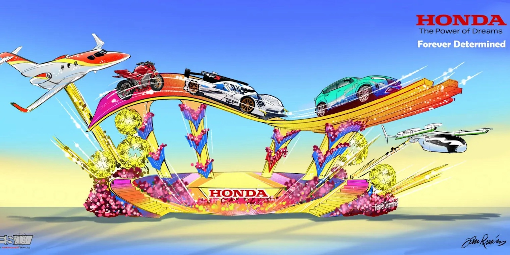 A view of a Honda poster. 