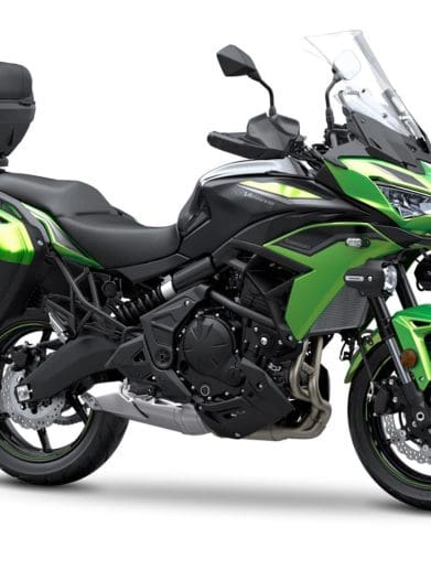 A view of Kawasaki's Versys 650 Grand Tourer motorcycle.