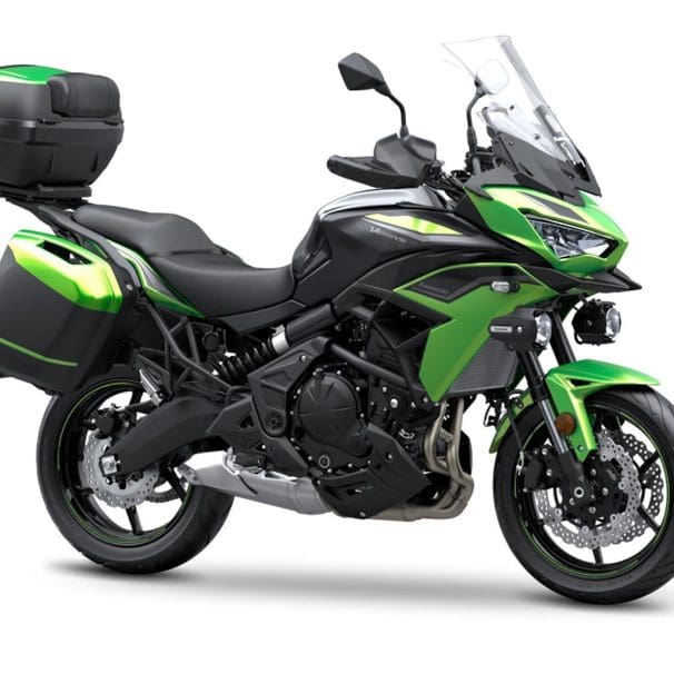 A view of Kawasaki's Versys 650 Grand Tourer motorcycle.