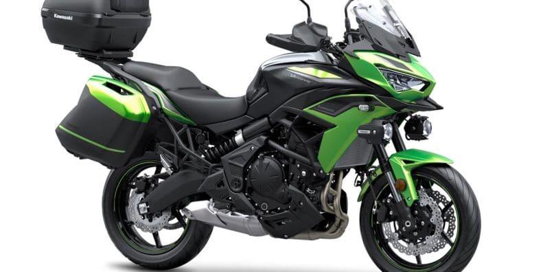 A view of Kawasaki's Versys 650 Grand Tourer motorcycle.