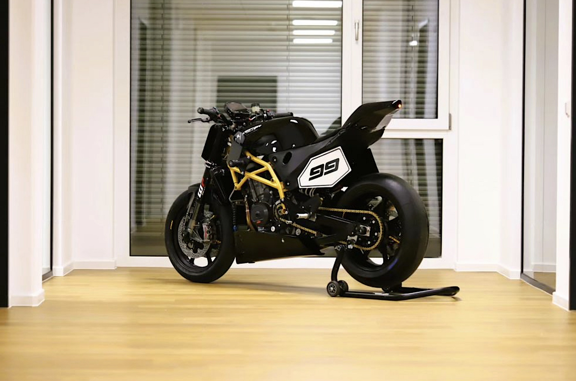 A view of the Krämer Super Hooligan Concept motorcycle.