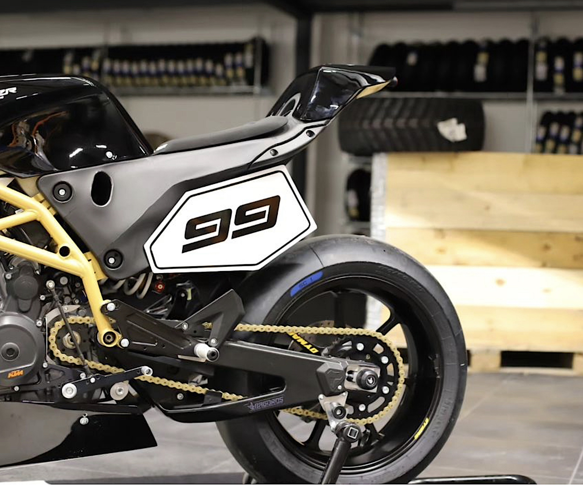 A view of the Krämer Super Hooligan Concept motorcycle.