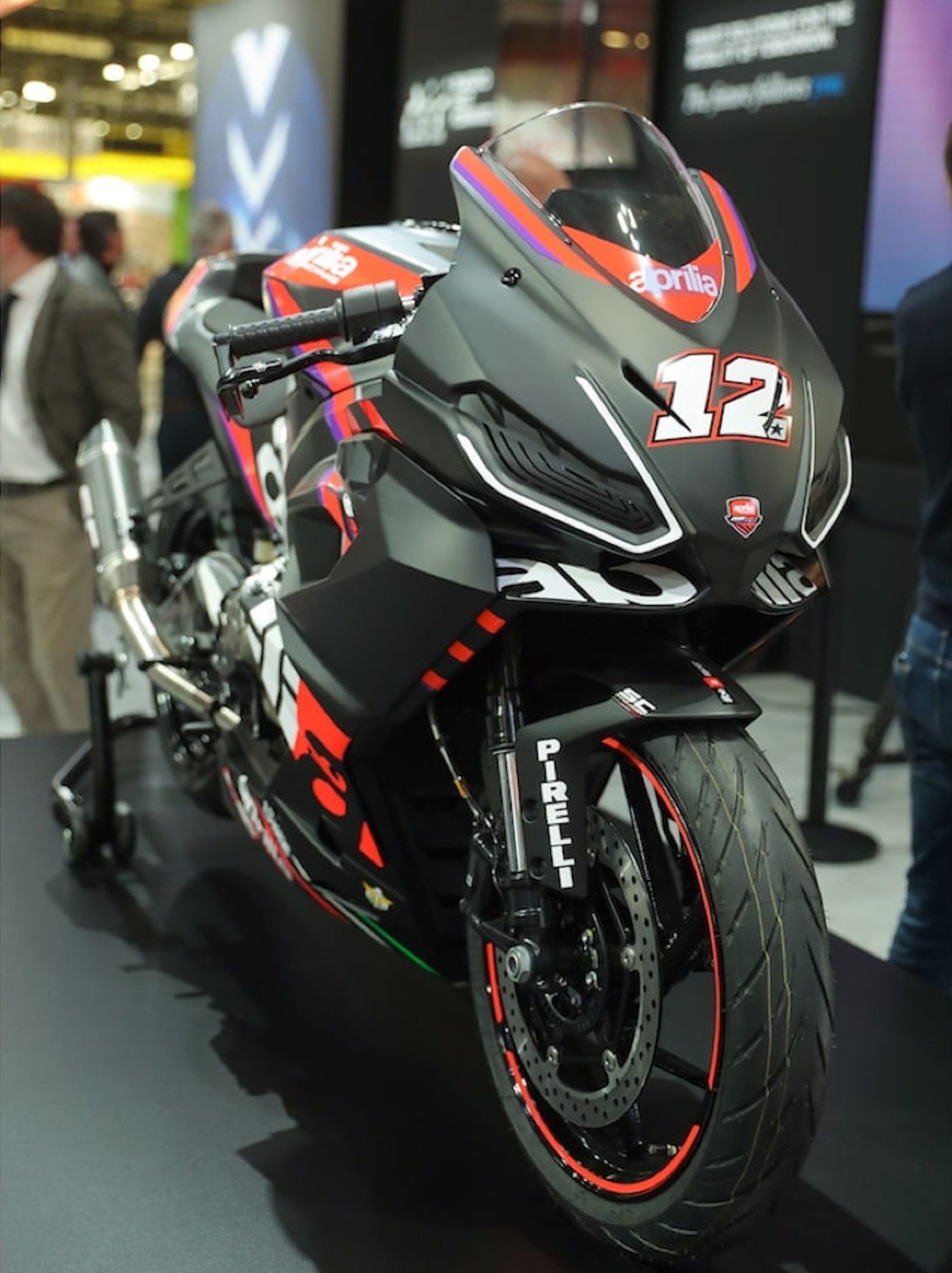 A front quarter view of a supersport motorcycle.