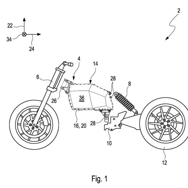 A side view of a motorcycle without bodywork.