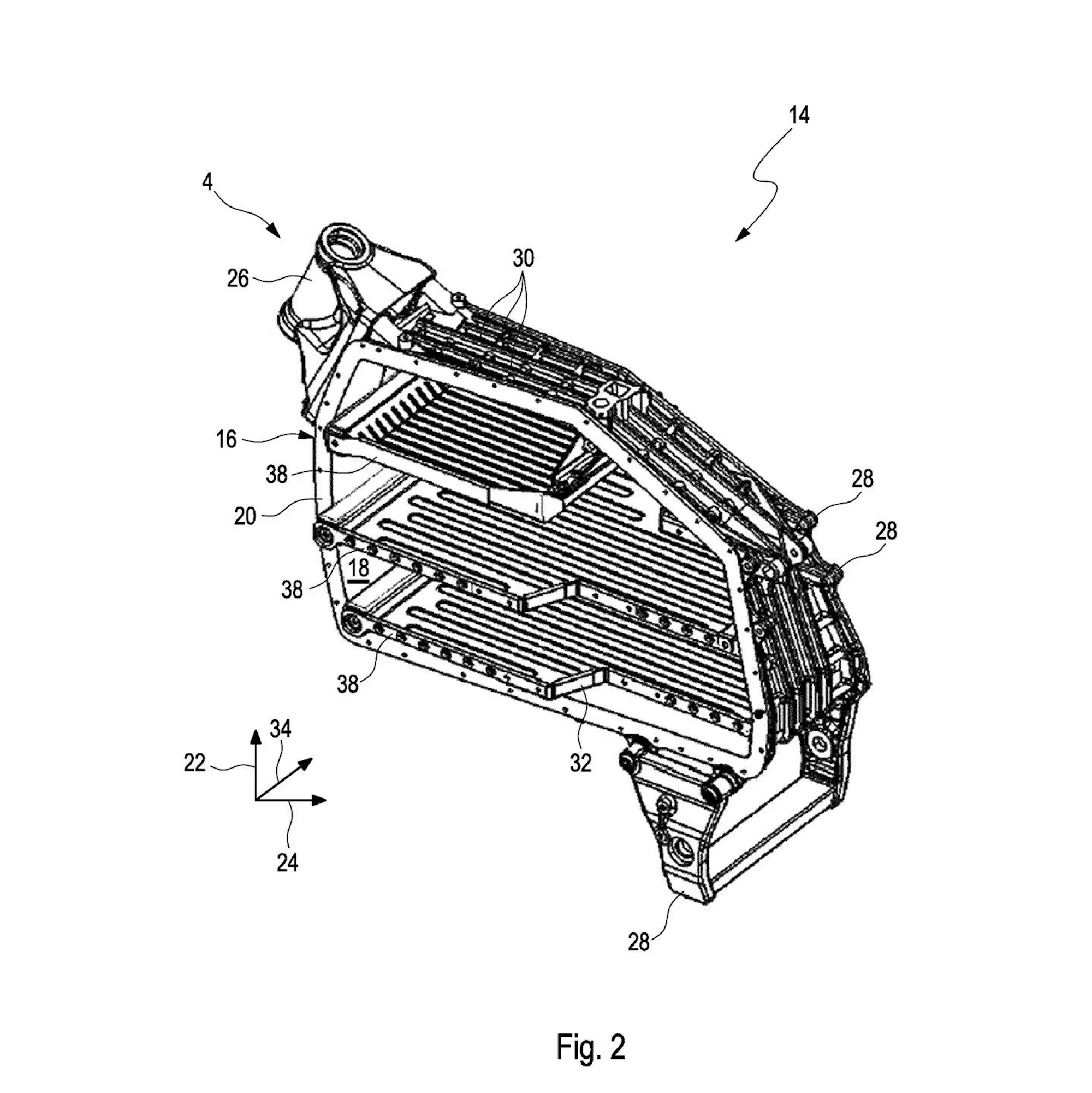 A view of a motorcycle frame concept.