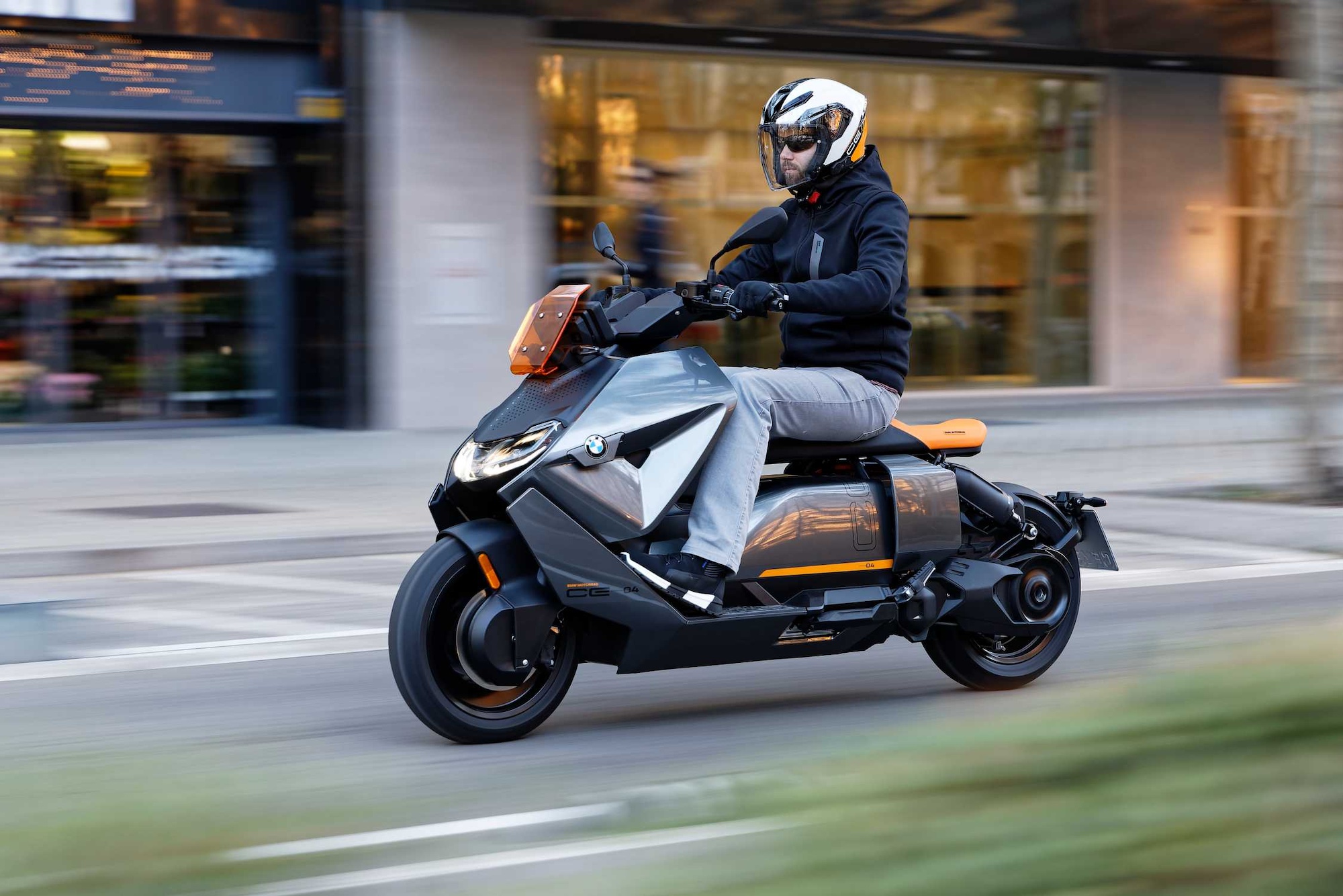 An electric BMW motorcycle.