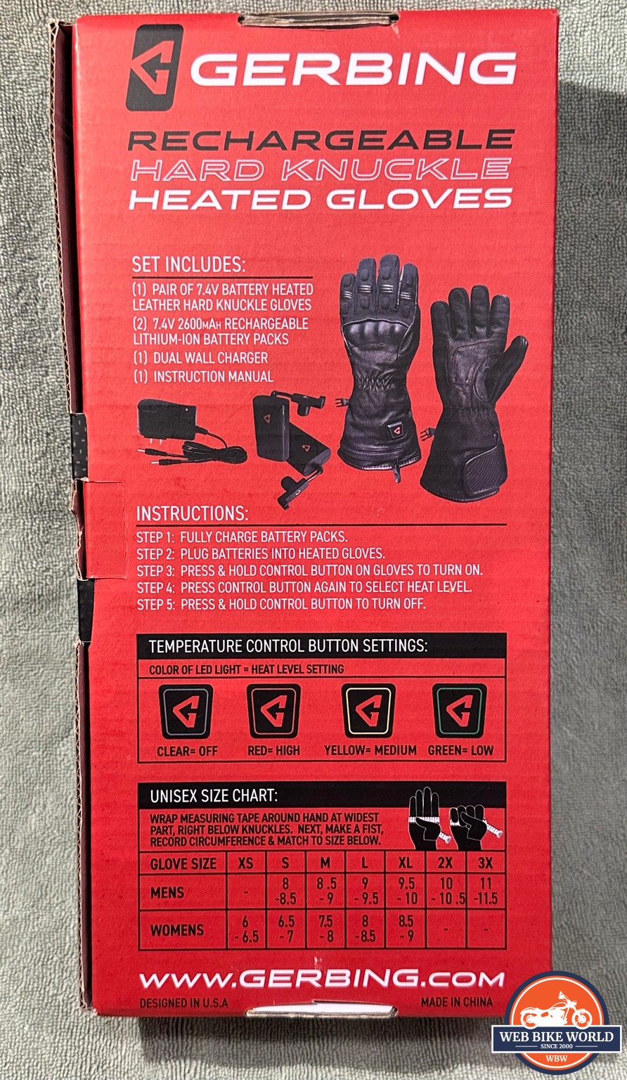 Gerbing 7v Heated Gloves box packaging