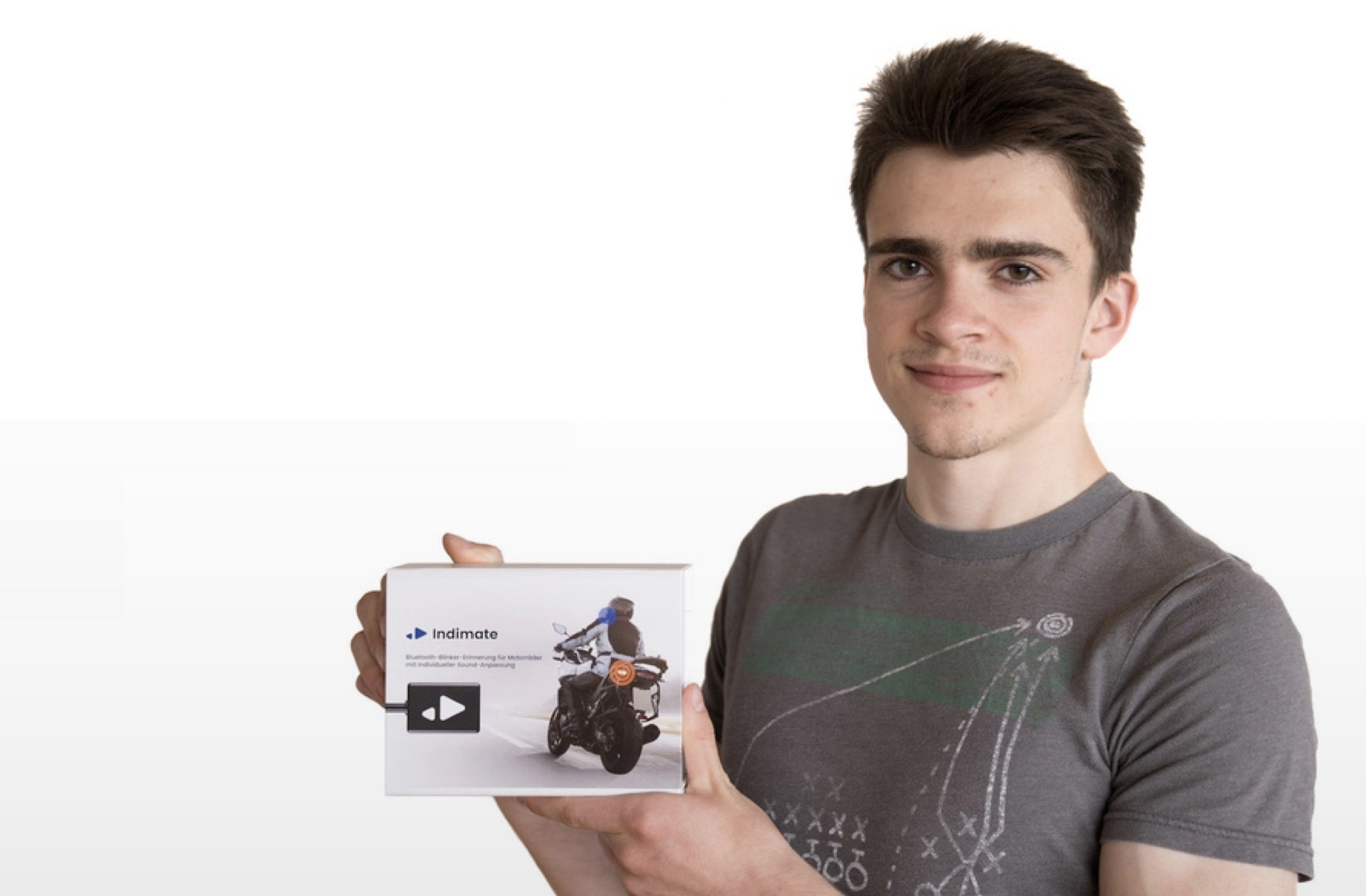 A person holding a device designed to protect motorcyclists.