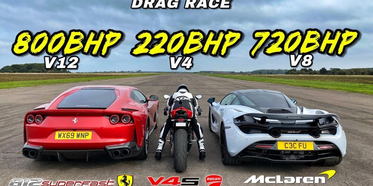 A Ducati Panigale V4 Takes On Two Supercars In A Drag Race - webBikeWorld