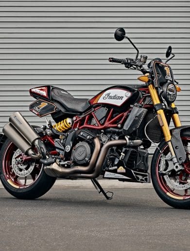 A side view of a motorcycle.