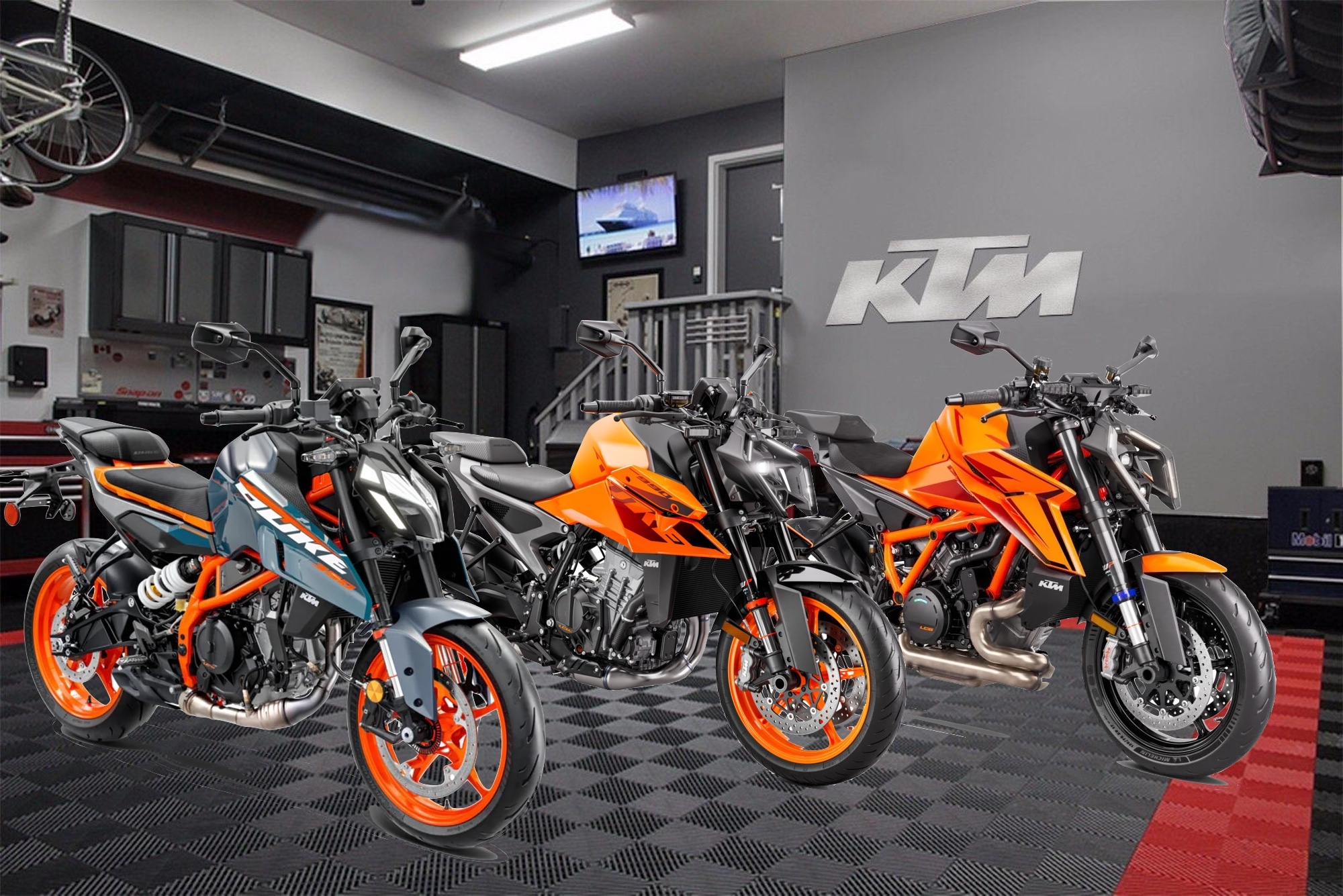 A view of KTM's three new Dukes. Media provided by KTM. 