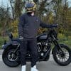 Devan wearing the Defender Motorcycle Hoodie