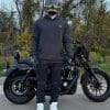 Frontal view of the Defender Motorcycle Hoodie