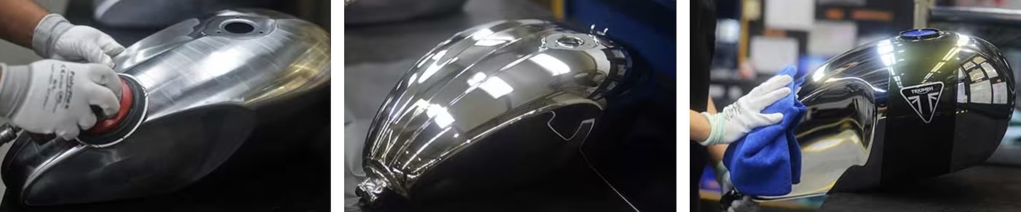 A motorcycle tank being chromed.