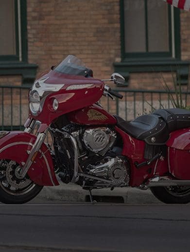 A side view of a bagger motorcycle.