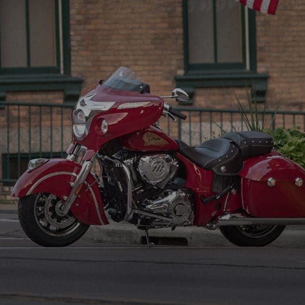 A side view of a bagger motorcycle.