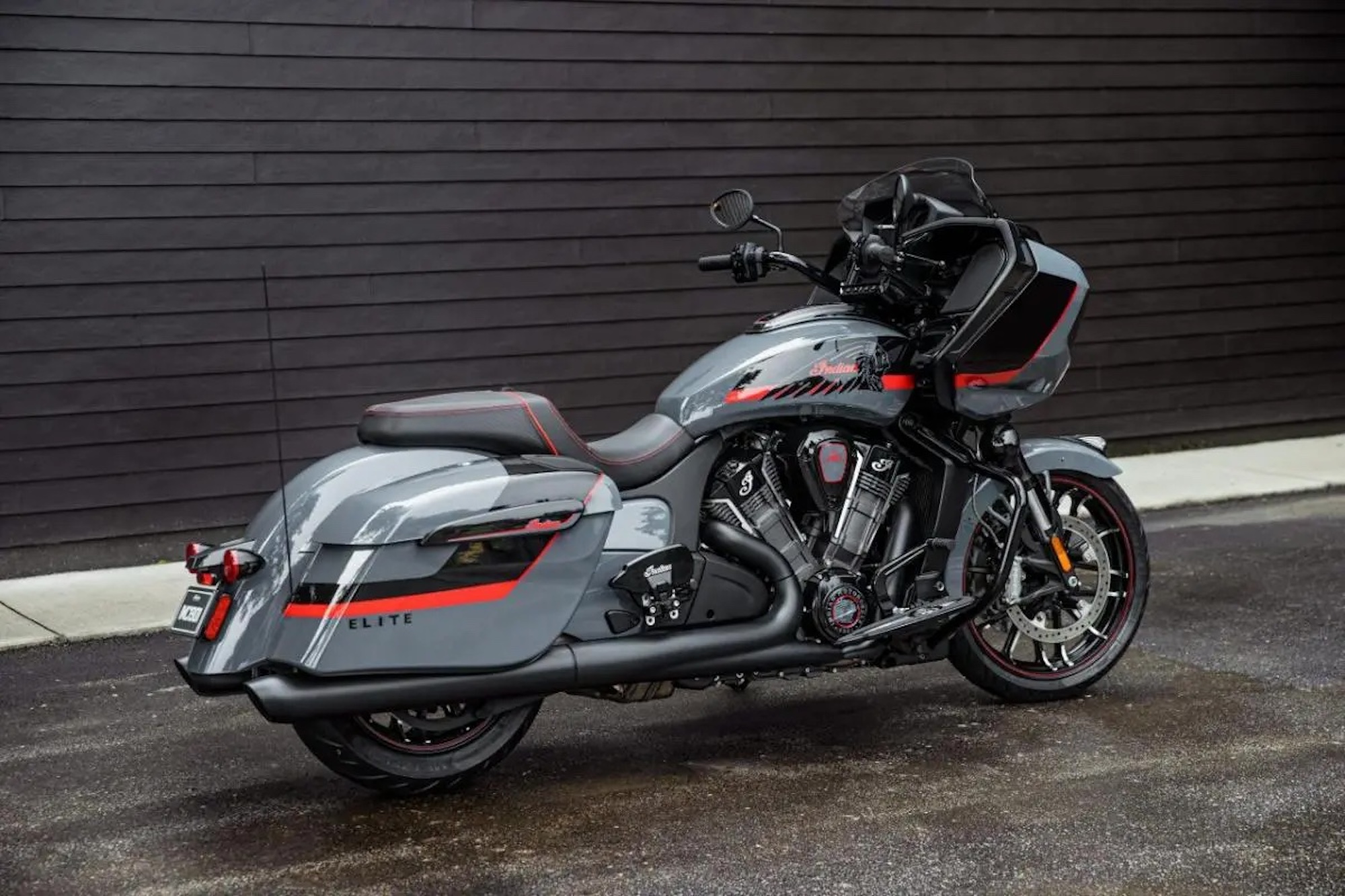 An Indian bagger motorcycle.