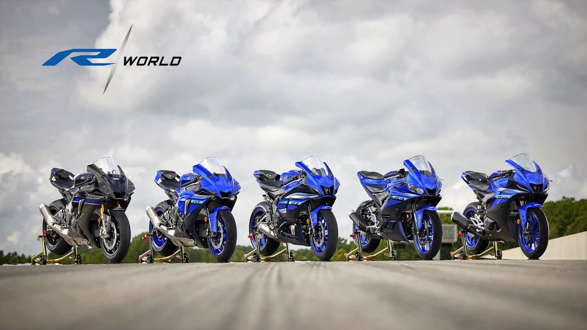A view of Yamaha's R range of motorcycles.
