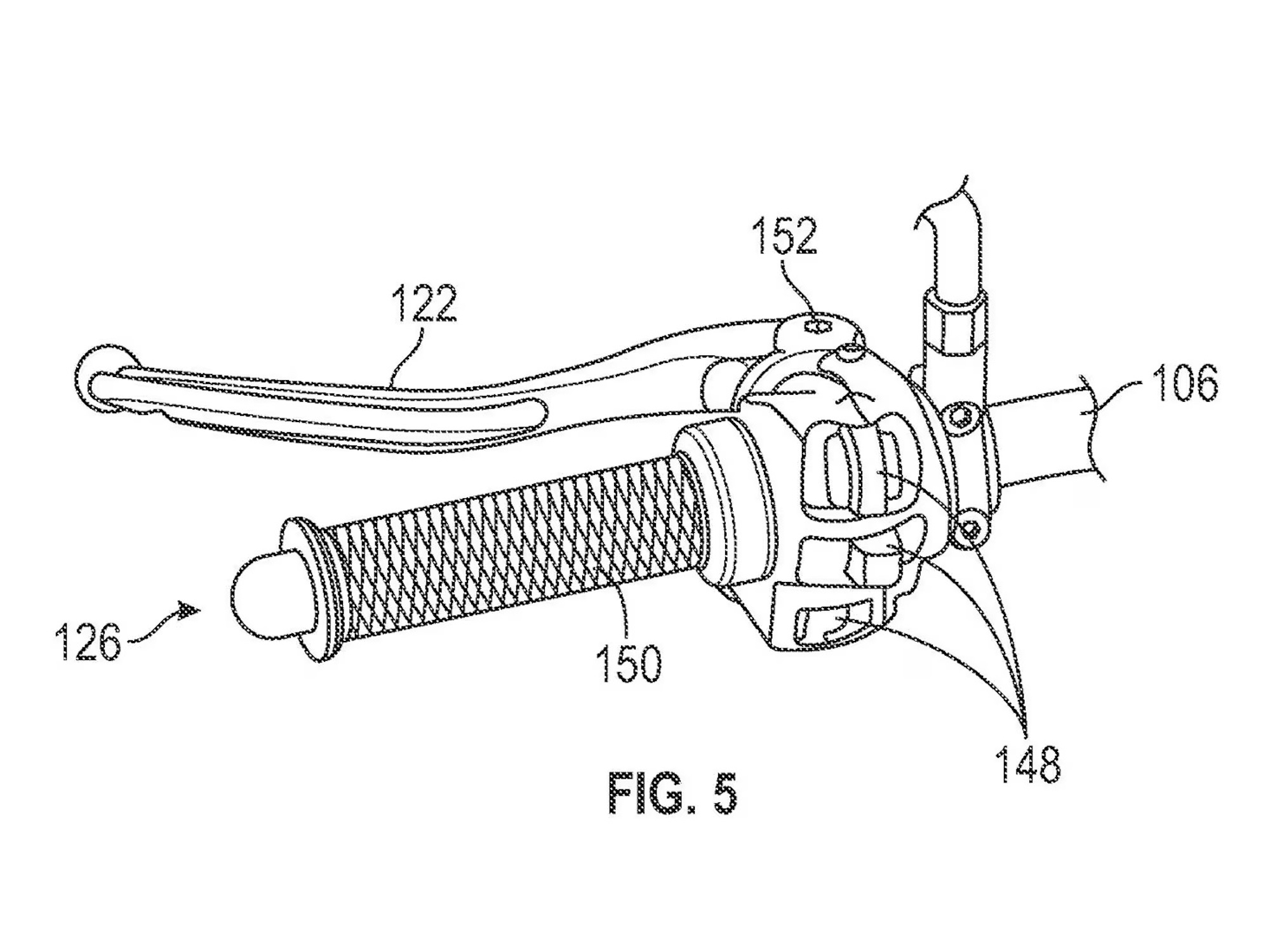 A digital blueprint rendering of a motorcycle handle.