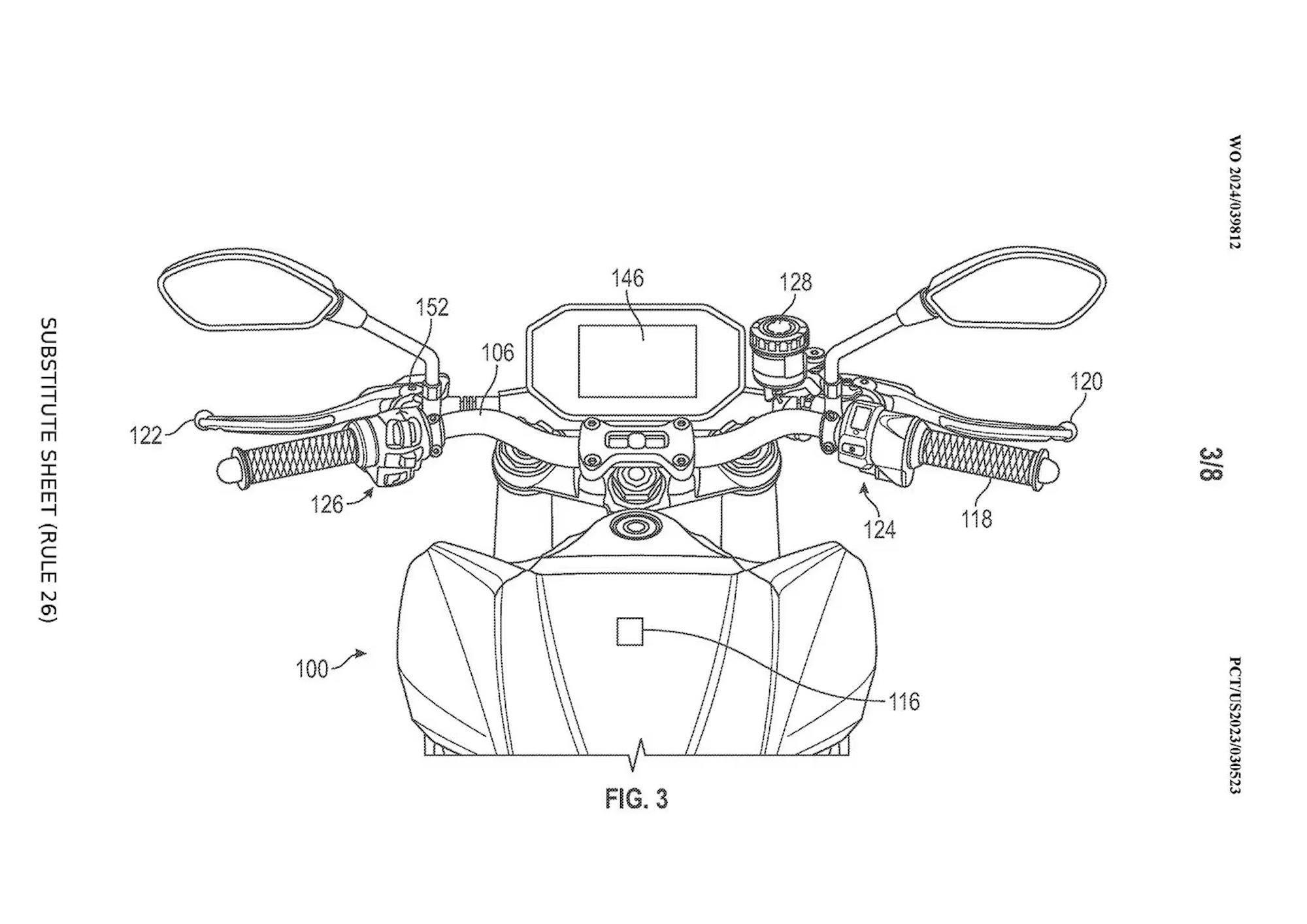 A digital blueprint rendering of a motorcycle.