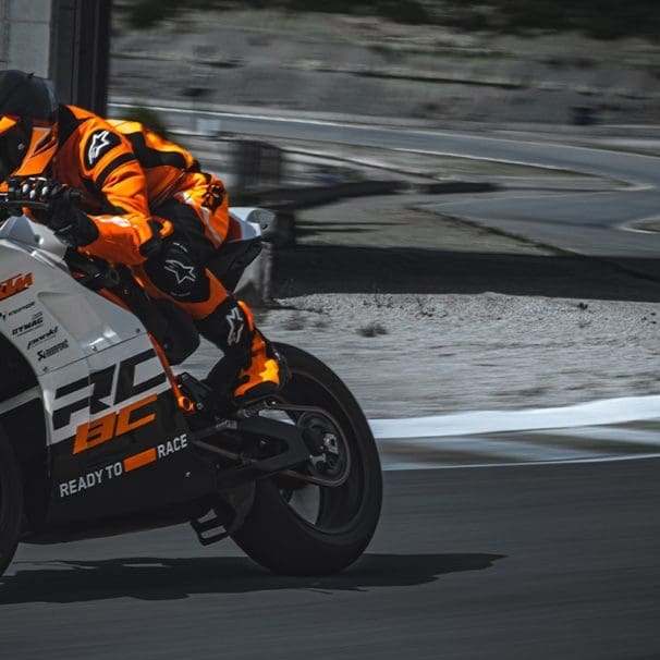 A racer on a supersport motorcycle.