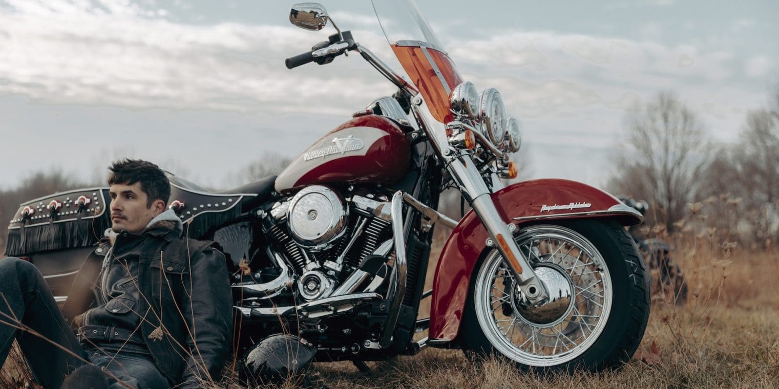 A side view of a motorcycle.