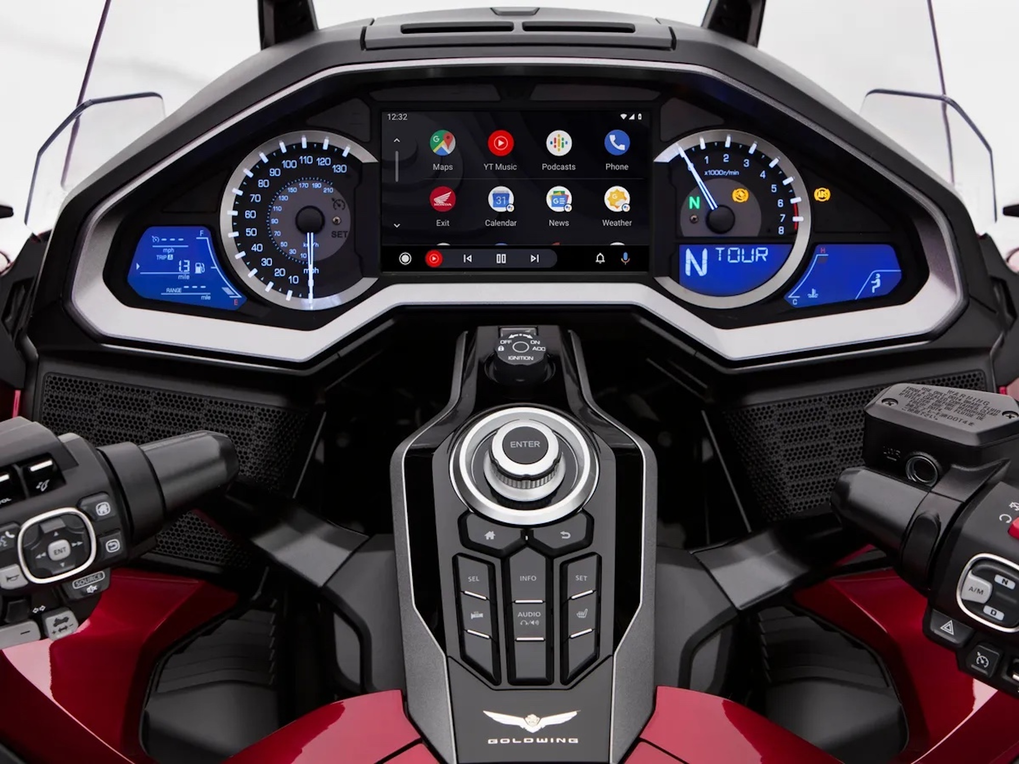 The dash of a motorcycle.