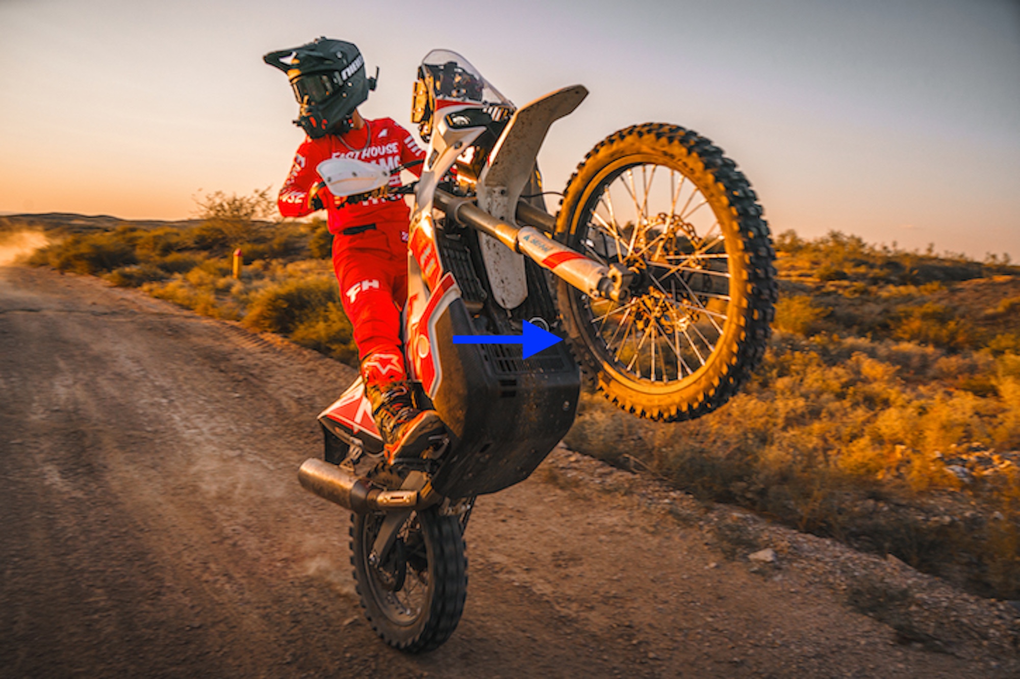 A motorcyclist on an adventure bike.