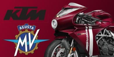 A KTM logo next to an MV Agusta motorcycle and logo.