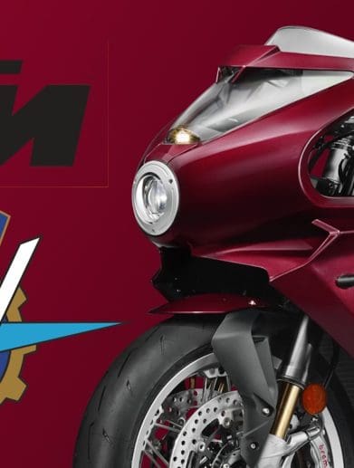 A KTM logo next to an MV Agusta motorcycle and logo.