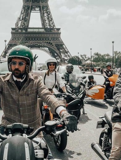 Motorcyclists riding in support of cancer research.