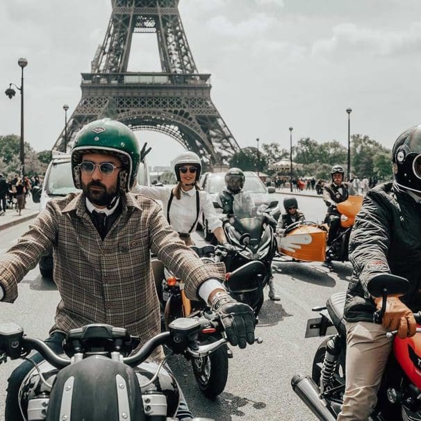 Motorcyclists riding in support of cancer research.