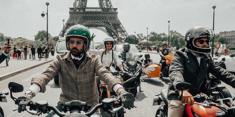 Motorcyclists riding in support of cancer research.