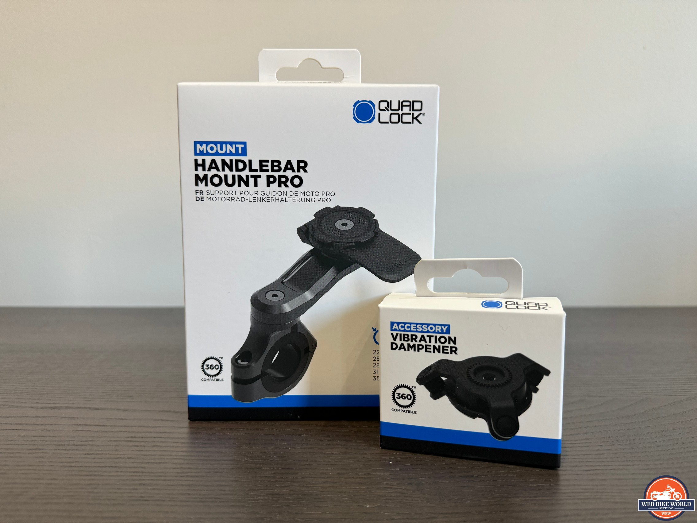 Quad Lock Motorcycle Handlebar Mount PRO With Vibration Dampener – Compatible All Quad Lock Cases, Black, Snap-On