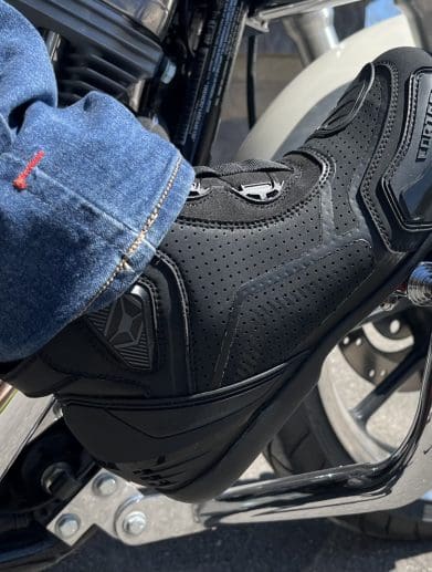 Cortech Sport Lite Boots rested on harley davidson sportster.